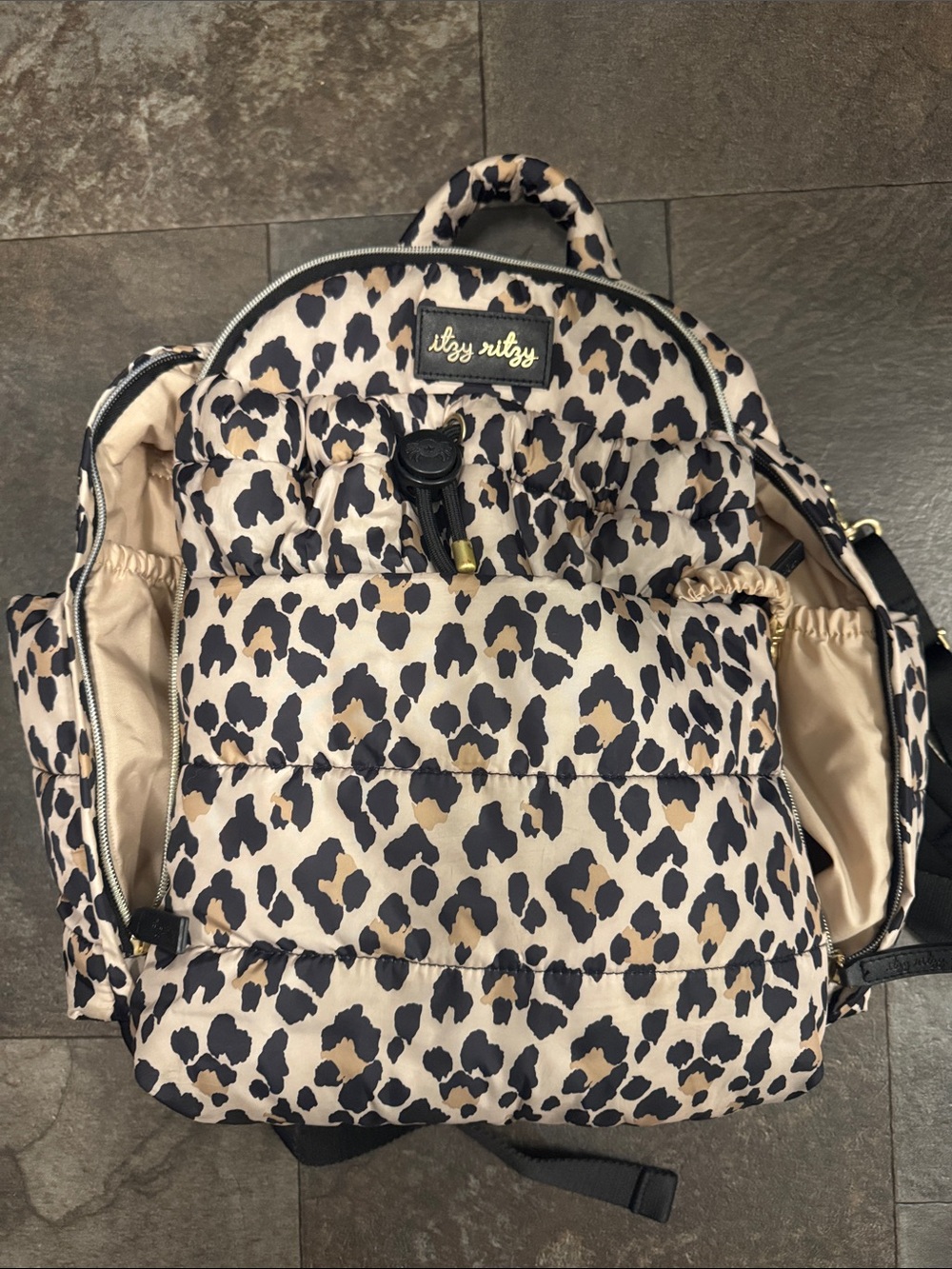 Itzy Ritzy Leopard Puffer diaper Backpack